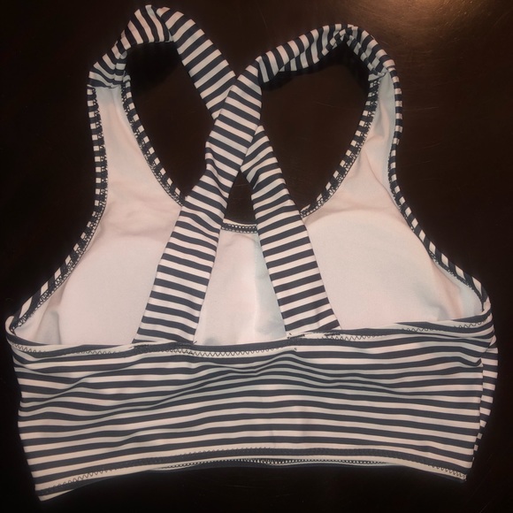 Striped cross back crop tank swim top - Picture 3 of 3